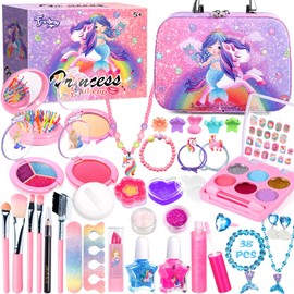 Frasheng Children's make-up set girls, 38 pieces make-up case girls, washable make-up toy for girls, make-up children girls toy, Christmas birthday gifts for girls 5 6 7 8 9 10 years