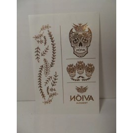 AVION Tequila Margarita Metallic Vinyl Temporary Tattoo Sugar Skull Vines LOGO