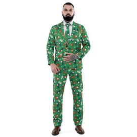 U LOOK UGLY TODAY Mens Christmas Party Suit Funny Costume Novelty Xmas Jacket with Tie -Medium - Ho Ho Happy Vibes