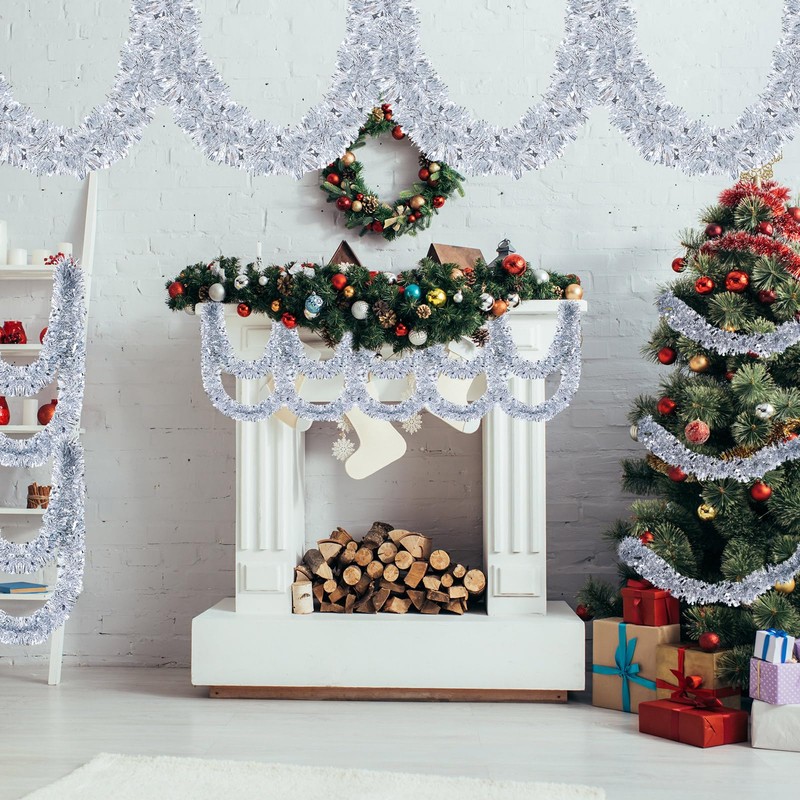 Riceshoot 131.23 ft Christmas Tinsel Garland Metallic Tinsel Twist Garland