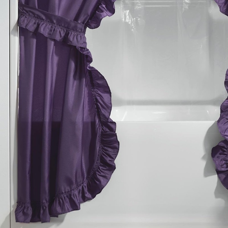 Stoneberry Home Ruffled Shower Curtain Set, Plum