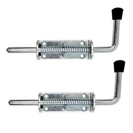 2 Pack 8.8 Inch Spring Loaded Latch Pin, Heavy Duty Spring Loaded Barrel Bolt Latch Pin for Door Fence Trailer Garage (No Screws)