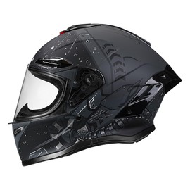 NBTK Full Helmet Biker Helmet ABS with EPS Cushion Liner Removable Washable 8 Air Vent Free Switch Long and Short Lens Replacement for Adult Unisex DOT Safety (Star, Large)