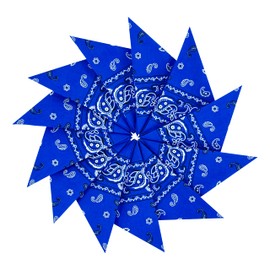 Junvena Bandanas de algodón 12 paquetes de 22 x 22 pulgadas de doble cara impresa unisex, Royal Blue-12, 22 Pulgadas