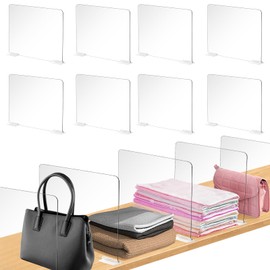 PECCPLNOM 6 Pack Detachable Acrylic Shelf dividers for Closet Organization, Clear Shelf Divider for Closet Organizers and Vertical Purse Organizer for Closet,Bedroom, Kitchen, Office, Cabinets.
