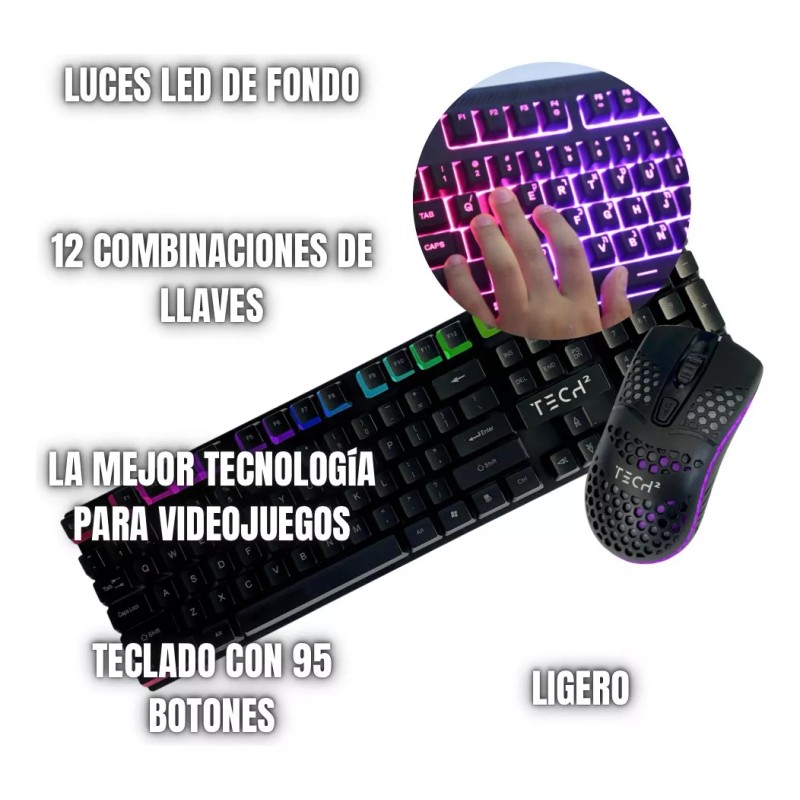 Multilaser Teclado Mouse Y Audífonos Gamer Ergonomico Con Luces Led