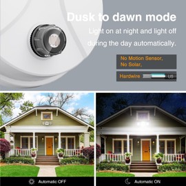 Onforu 60W LED Dusk to Dawn Outdoor Lighting, 2 Packs 6000LM Exterior Flood Lights, IP65 Waterproof Outdoor 3 Adjustable Heads Photocell Lights Fixture, 6500K Daylight White Floodlights