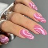 DOCVOEOMH Almond Shaped Press on Nails Medium Nude Pink Acrylic