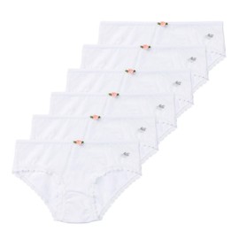 Lucky & Me Ava Little Girls Bikini Underwear, 6 Pack, Tagless, Soft Cotton, White, 2/3