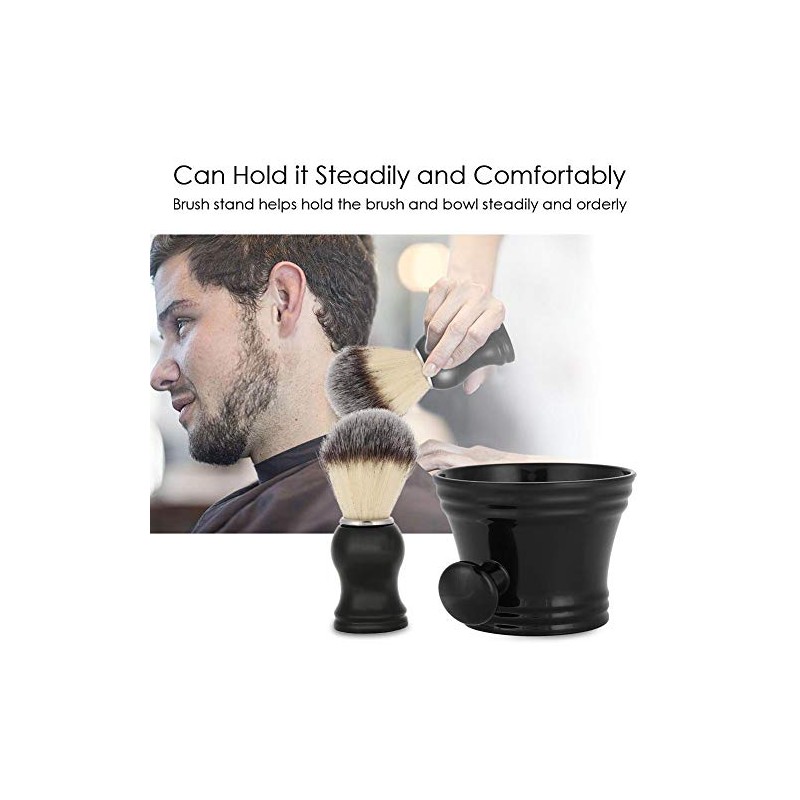 Kit Cuidado Barba Juego Brochas Afeitar Soporte Tazón Jabón Herramienta