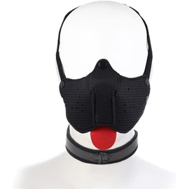Neoprene Puppy Face Muzzle Dog Hood Mask Play Hoods Novelty Dog Head Mask with Collar (Black, One Size)