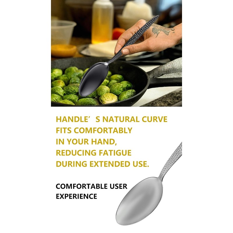 CREATIVECHEF Kunz Plating Spoon 9 Inch, 18/10 Stainless Steel Titanium