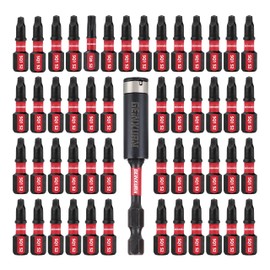 GEINXURN Impact Tough #1 Square 1 in. Insert Driver Bits,50Pack Magnetic SQ1 Screwdriver Bits Set 1”Long Power Bits with 1Pcs Impact Bit Holder,Bulk