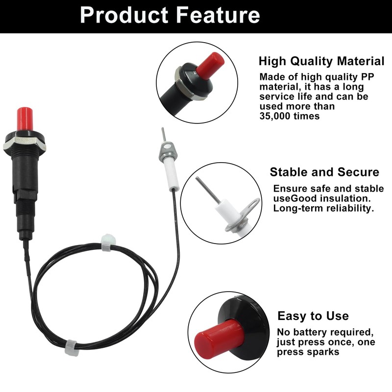 Jiozermi 2 Pcs Piezo Spark Igniter, Metal Threaded Ceramic Push