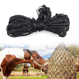 0XBIT Hay Net for Horses, Hay Net Tight Mesh, Black Hay Net with Fixed Ring, Improve Digestion, Hay Bag for Horses for Feeding Horses, Goats and Donkeys