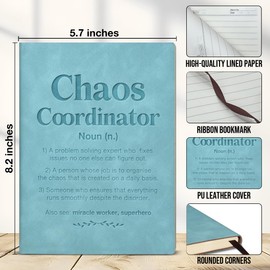 KTJGMBY Chaos Coordinator Definition Notebook Employee Appreciation Gifts Leather Writing Journal, Thank You Gifts for Boss Coworkers Manager