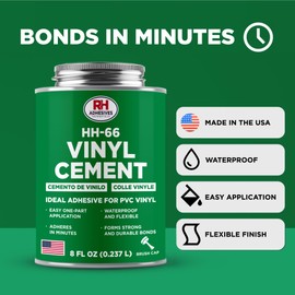 HH-66 Vinyl Cement, 8 oz. can - Vinyl Adhesive, Cement Glue, Repair Glue, Inflatables, Pool Liner, Tarps, Tents, Awnings, Mats, Covers, Waterproof, High Strength, Long Lasting, RH Adhesives