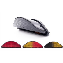 Fit For Yamaha 2005-2010 XV1700 Road Star Midnight Warrior; 2002-2010 XV1700 Road Star Warrior; LED Rear Lamp Brake Tail Light+Integrated Turn Signal Indicators (Smoke, Style3 Flash)