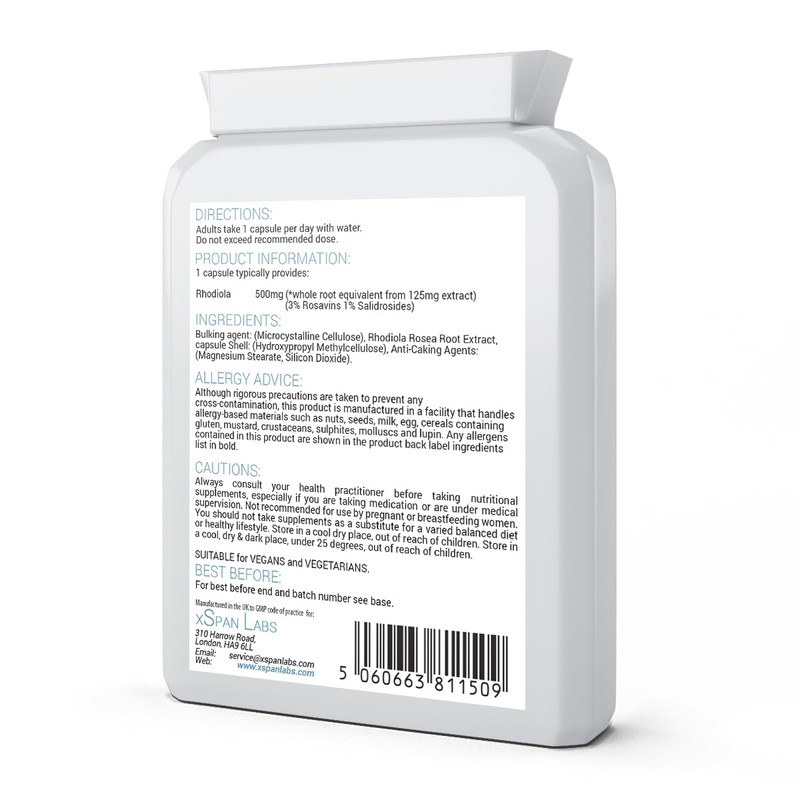 Rhodiola 500mg (standardized to 3% Rosavins and 1% Salidrosides) Whole