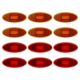 Dream lighting 12V Trailer Side Marker Light LED 4x1.7 inch Oval Red/Amber LED Clearance Marker Lights Surface Mount RV Camper Trucks - 6 Amber & 6 Red