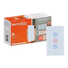 Tecnolite Connect - Apagador Inteligente Táctil WiFi 3 Circuitos, Sin Cable Neutro, Compatible con App móvil, Alexa, Google y Siri, Interruptor Inteligente