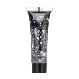 Classic Chunky Face & Body Glitter Gel by Moon Glitter - Silver - Cosmetic Festival Glitter Face Paint for Face, Body, Hair, Nails - 12ml