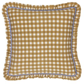 furn. Maude Gingham Cotton Piped Cushion Cover, Gold
