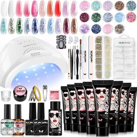 MOROVAN Poly Gel Nail Kit for Beginners: 15 Colors with UV Lamp for Starters with Everything DIY Art Design at Home Christmas Gift for Women Girls - Color: Pink Romantic