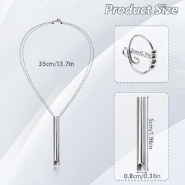 RUGBOL Breathing Necklace, Breathlace Ring Necklace Anxiety Necklace Whistle Necklace for Meditation (Silvery)