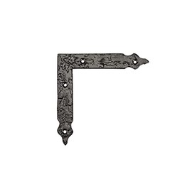 Richelieu Hardware BP9544125900 4 15/16-inch (125 mm) Rustic Decorative Forged Iron Corner Bracket for Barn Door, Matte Black Finish