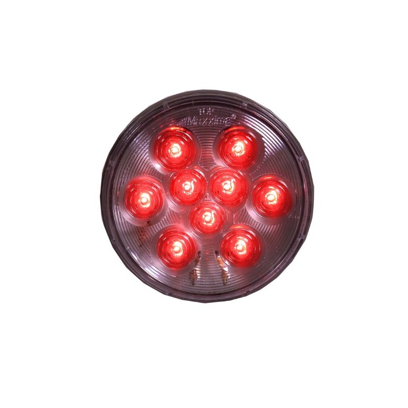 Maxxima M42322RCL Red 4" Round Stop/Tail/Turn Light, Red Clear Lens,