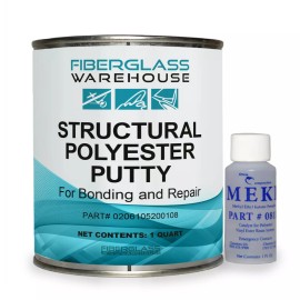 Fiberglass Warehouse Structural Polyester Putty for Bonding and Repair-Quart- Includes Catalyst