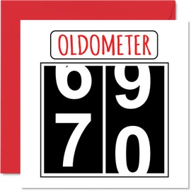 Stuff4 Fun 70th Birthday Cards for Men Woman - Oldometer - Happy Birthday Card for Dad Papa Mom Pop Pops Great Grandpa Nanny Grandma Gran Uncle Aunt, 5.7 x 5.7 Inch Greeting Cards, 70th Birthday Card