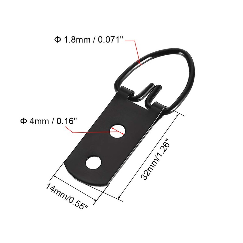 sourcing map D Ring Picture Hangers, 52mm x 20mm Black