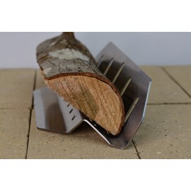 NU2U Products Wood Fire Flame Shield and Ash & Ember Manager- Pure Stainless-Log Holder, Log Rack Fits small wood fired Pizza Ovens