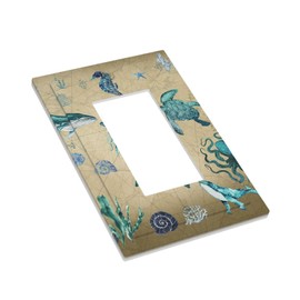 Art Sea Turtle Ocean Light Switch Wall Plate Cover Single Decorator Plastic Electrical Switch Plates and Outlet Covers for Bedroom Kitchen Living Room Home Decor