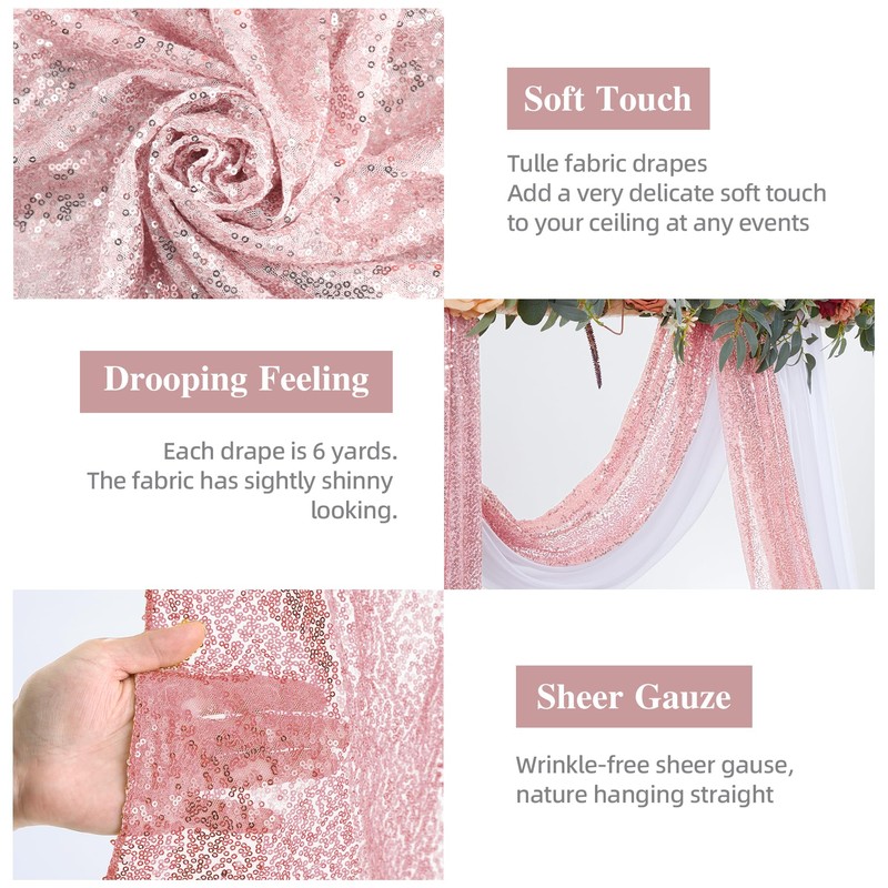 Wedding Arch Draping Fabric, 1 Panel 28" x19ft White Wedding