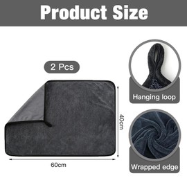 ZOCONE 2 Pcs Bathroom Drying Cloth Wipe 40×60cm Cloth Wonder Wipes with 2 Hooks, Drying Towel Cleaning Cloth Super Absorbent Wipes Bathroom Cloths for Showers Glass Car