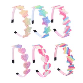 Lizioo 6 Pack Girls Headbands Glitter Kids Headbands Bow/Heart/Star Headbands Sweet Hairband For Toddler/Girls/Teens