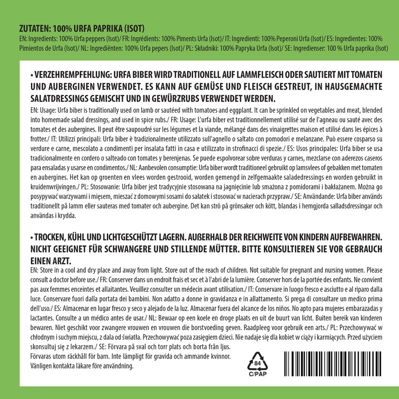 Urfa Chilli Flakes 500g 1.1 lb by Alpi Nature, Turkish