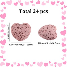 PONABEADIY 1 Box 24PCS Pink Heart Shaped Lava Rock Beads Natural Volcanic Stone Essential Oil Diffuser Chakra Gemstone Valentine Spacer Loose Bead Bulk for Jewelry Making Bracelets DIY Craft Supply