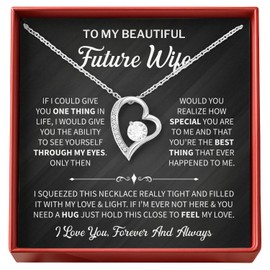 To My Beautiful Future Wife Necklace - Heartfelt Soulmate Jewelry Gift from Husband, Meaningful Birthday, Christmas, or Valentine's Day Gift for Her