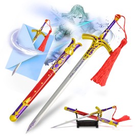 Fate/Stay Night - Caliburn Saber Lily, Sword Letter Opener with Sheath and Stand, Miniature Katana, Stainless Steel, Anime Gift for Fans & Collectors