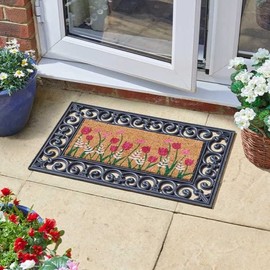 Garden Mile Insert Coir door mats | Durable Door Mats Indoor and Outdoor | Natural Coir Weather Resistant Eco-friendly Entrance front door mat | outside door mats for front door (Blooms)