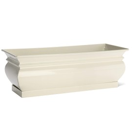 H Potter Herb Pots Indoor Planters with Drainage and Tray White Succulent Planter Window Sill Box Large Rectangular Outdoor Kitchen Flower Pot Garden Succulents Plants Ivory