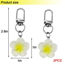 zipelo Car Key Chain, 2PCS Cute Flower Vehicle Keychain Holder, Automotive Keyring Accessories, Universal for Most Cars (White)