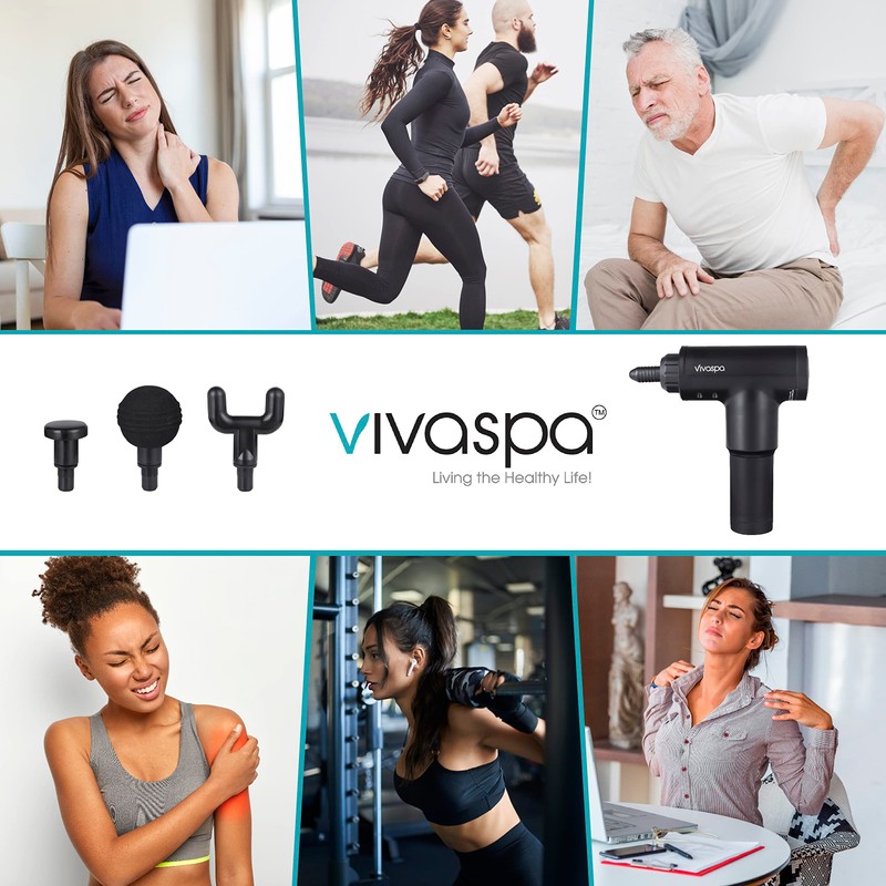 Vivitar Vivaspa Handheld Cordless & Rechargeable Massage Gun with LCD