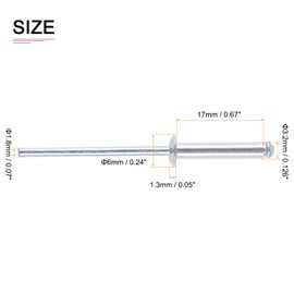 DTGN 60pcs 3.2mm x 17mm (DxL) Blind Rivets Mechanical Connection Aluminum Dome Opening Rivets Open Rivets