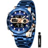 MEGALITH Watches for Men Military Digital: Blue Stainless Steel Waterproof