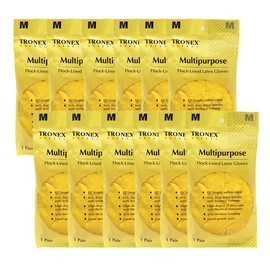 TRONEX 12 Pairs 12" Multipurpose Flock-Lined Kitchen Latex Gloves, Heavy Duty Cleaning Gloves